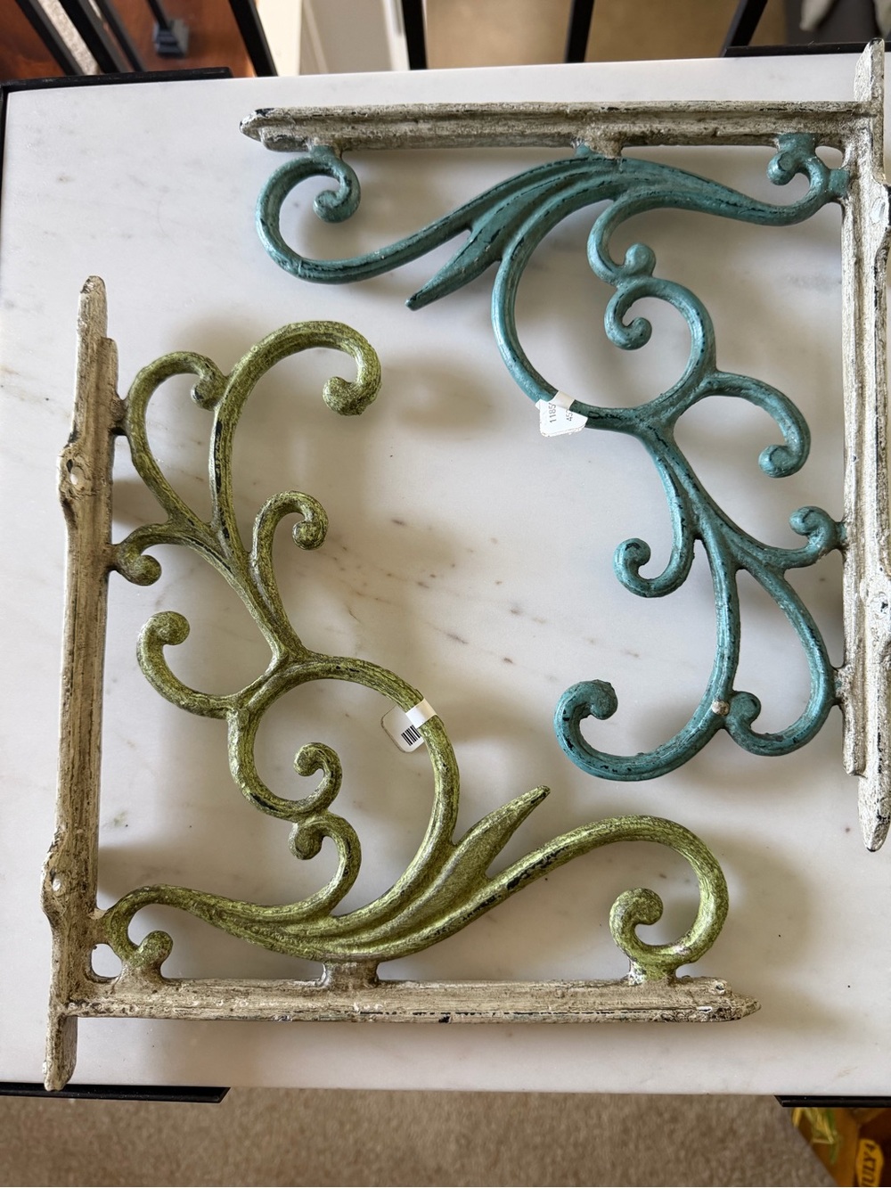 Anthropologie Scroll Shelf Brackets in Green and Teal